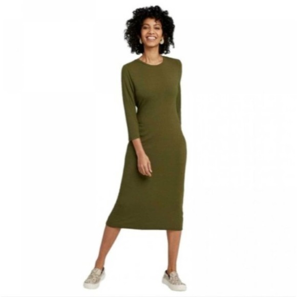 a new day Dresses & Skirts - NWT Scoop Neck Rib Knit Midi Dress A New Day